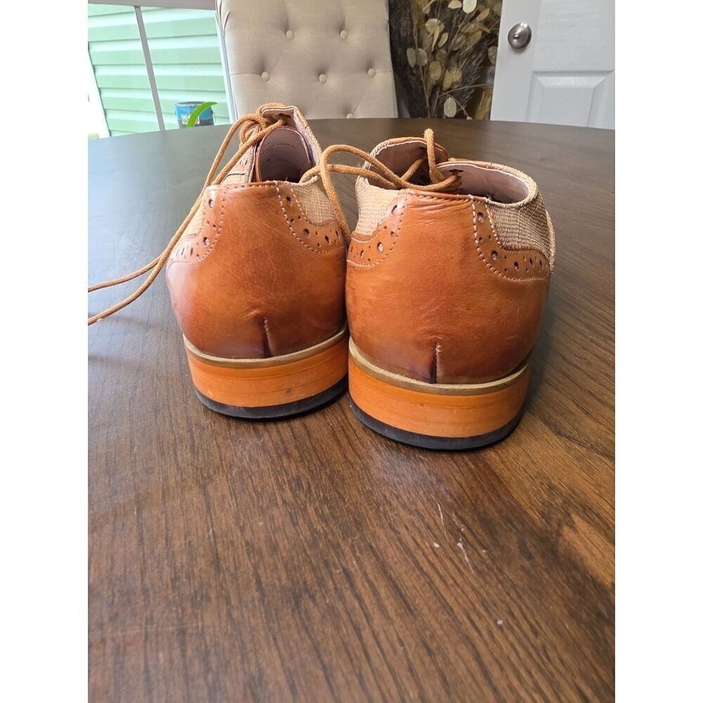 Avanti Milano Giovanni Tan Burlap Patterned Dress Men Shoe size 10 - Picture 5 of 16